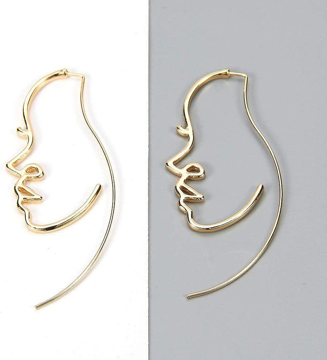 Hollowed Out Face Drop Earrings for Women Gold Plated Punk Earrings Jewelry (Gold)