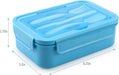 Bento Lunch Box - Leak-Proof 3 Compartment Lunch Containers for Adults and Kids Bpa-Free and Dishwasher Safe Bento Box with Spoon, Fork & Knife(Light Blue)