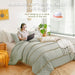 Sage Green Comforter King Size Bed Set,Boho Pom Pom Stripes Bedding Comforter Set Ultra Soft Down-Alternative Bedding Machine Washable 3 Pieces