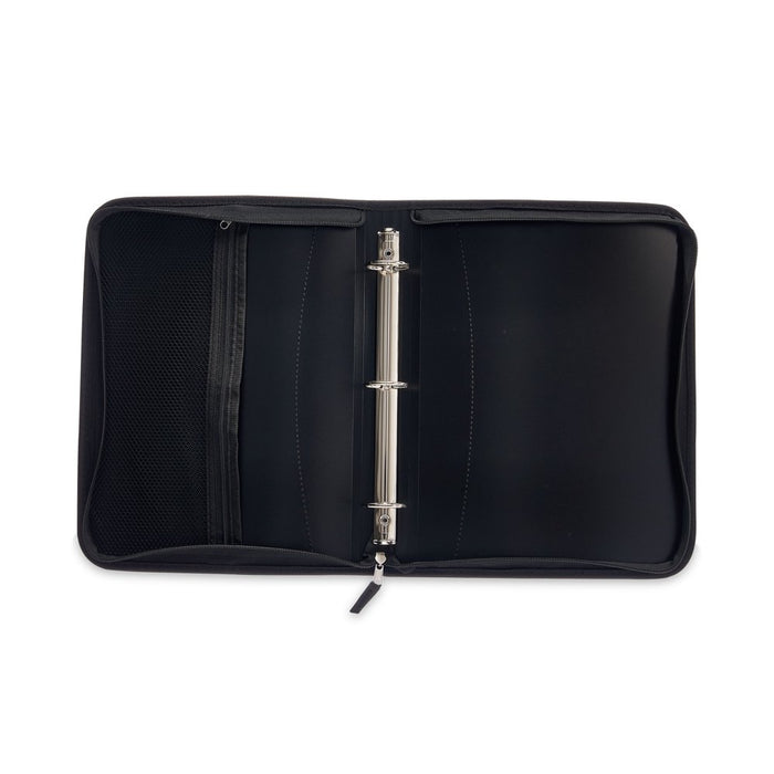 Pen+Gear Poly Zipper Binder, 1.5" round 3 Ring , 10.75" X 1.75" X 13.5", Black