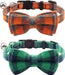 Breakaway Cat Collar with Cute Bow Tie and Bell, Plaid Patterns, 1 Pack Girl Boy Kitty Safety Collars, Blue