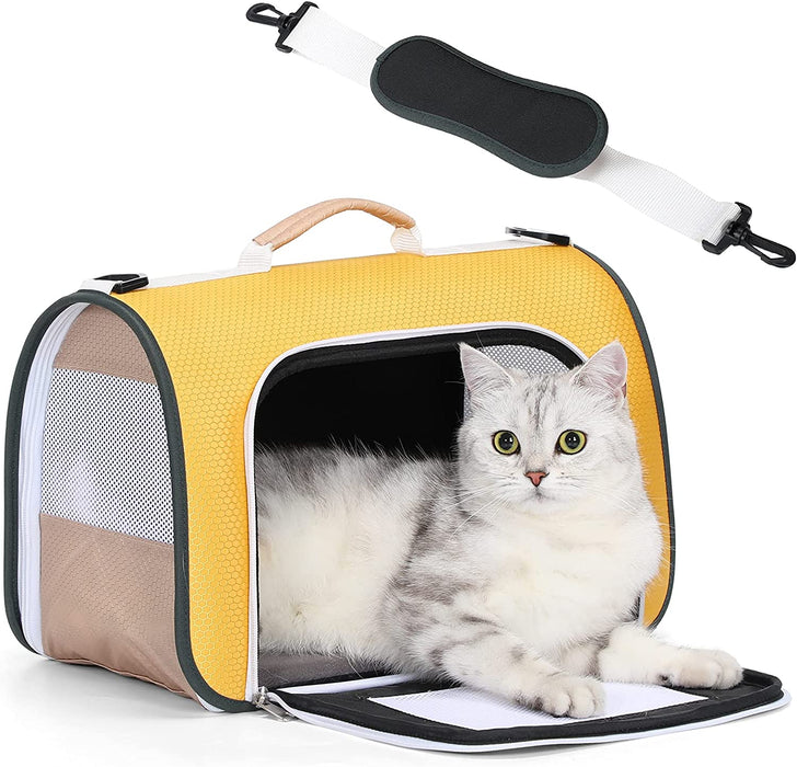 A4Pet Airline Approved Cat Carrier Expandable Dog Carriers,Soft-Sided Portable Pet Travel Washable Carrier for Kittens,Puppies,Rabbit,Hamsters