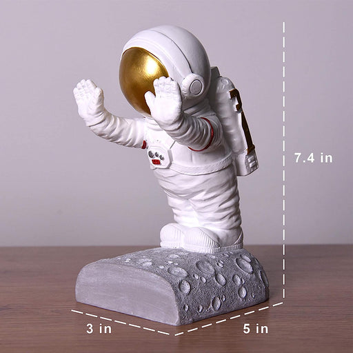 Astronaut Bookends - Book Ends to Hold Books - Space Decor Bookends for Kids Rooms - Bookends for Heavy Books - Unique Book Holders with Anti-Slip Base (Gold)