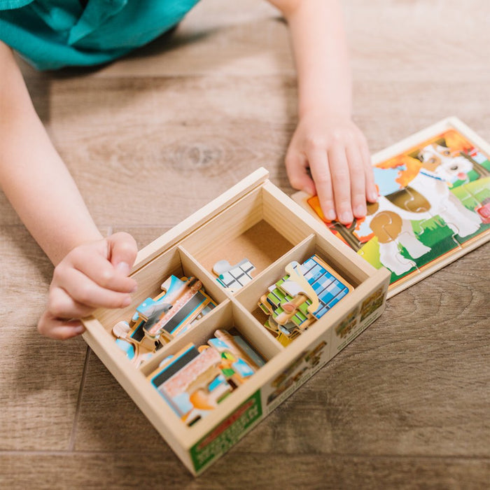 Pets 4-In-1 Wooden Jigsaw Puzzles in a Storage Box (48 Pcs) | Fsc-Certified Materials
