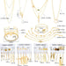 38 PCS Gold Jewelry Set with 4 PCS Necklace,10 PCS Bracelet,24 PCS Layered Ball Dangle Hoop Stud Earrings for Women Girls Jewelry Fashion and Valentine Birthday Party Gift
