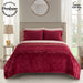 Dearfoams Burgundy Velvet Plush 7 Piece Quilt Bedding Set with Flannel Sheets, Full