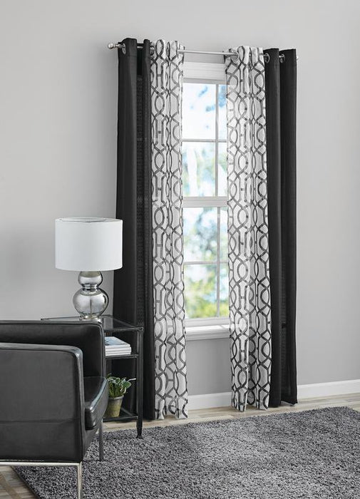 Mainstays Kingwood 4 Piece Curtain Set, 27.5X84, Black
