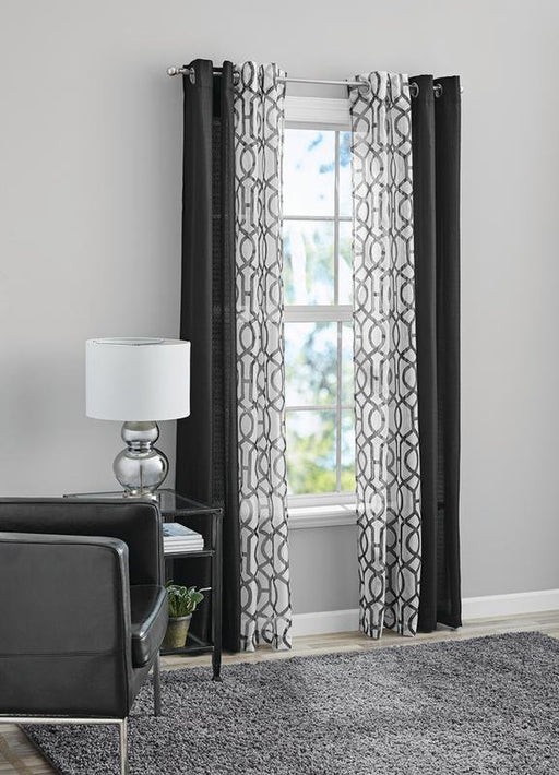 Mainstays Kingwood 4 Piece Curtain Set, 27.5X84, Black