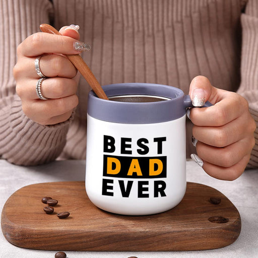 Dad Mug,Gift for Dad and Men, Best Dad Ever Mug, Insulated Travel Tea Mug with Handle and Lid, Dad Mug for Birthday Christmas Fathers Gifts Day from Wife Daughter Son.