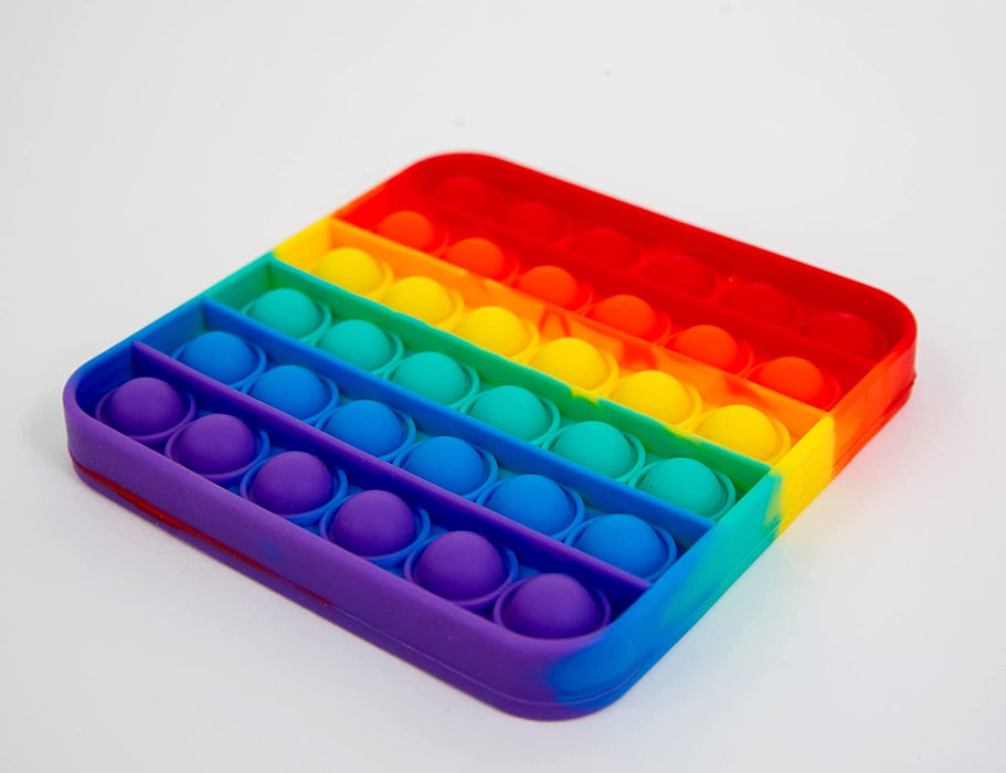 Fidget Toy Popits - Rainbow Color - Sensory Stress Relief for ADHD Anxiety Autism (Round + Square 2 Pack)