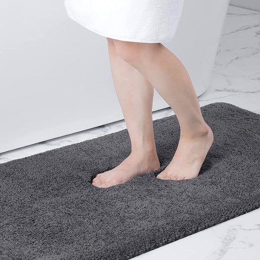 Microfiber Bathroom Rugs (17X24, Grey) Shaggy Soft and Absorbent, Non Slip, Thick Plush, Machine Washable Bath Mat and Bath Rugs for Bathroom