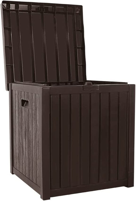 51 Gallon Square Deck Storage Box Resin Outdoor Storage Container for Patio Garden Yard, Brown