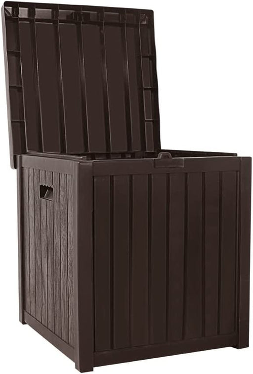 51 Gallon Square Deck Storage Box Resin Outdoor Storage Container for Patio Garden Yard, Brown