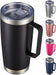 20 Oz Tumbler Mug with Lid and Straw, Insulated Travel Coffee Mug with Handle, Double Wall Stainless Steel Vacuum Coffee Tumbler, Thermal Coffee Cup, Navy Blue