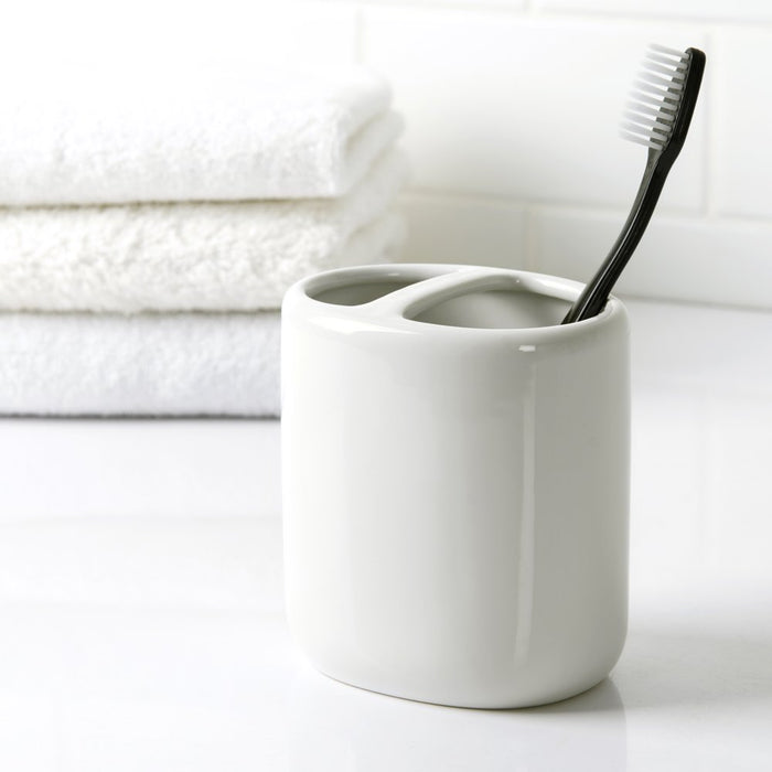 Mainstays Basic Ceramic Toothbrush Holder Arctic White