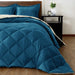 Lightweight Solid Comforter Set (King) with 2 Pillow Shams - 3-Piece Set - Teal Blue and White - down Alternative Reversible Comforter