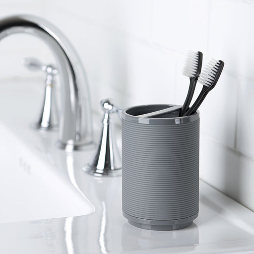 Mainstays Soft Touch Grey Plastic Toothbrush Holder, 1 Each