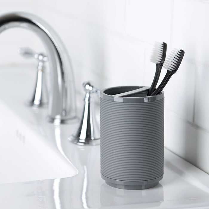 Mainstays Soft Touch Grey Plastic Toothbrush Holder, 1 Each