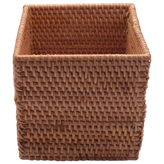 Square Rattan Tissue Box Cover, Hand Woven Wicker Tissue Holder, 5.7 X 5.7 X 5.7 Inches, Wood Color