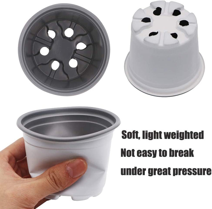 Plastic Plant Nursery Pots White Flower Seedling Starter Pots for Little Garden Pots to Repot Succulents and Plants (100PCS)