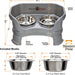 Neater Feeder Deluxe with Leg Extensions for Small Dogs - Mess Proof Pet Feeder with Stainless Steel Food & Water Bowls - Drip Proof, Non-Tip, and Non-Slip - Gunmetal Grey