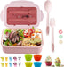 Bento Lunch Box for Adult, Bento Boxes with Fork Spoon&Muffin Silicone Cup, Compartment Bento Box Leak Proof, Microwavable Lunch Containers, Bento Box with Utensils for Work/Picnic
