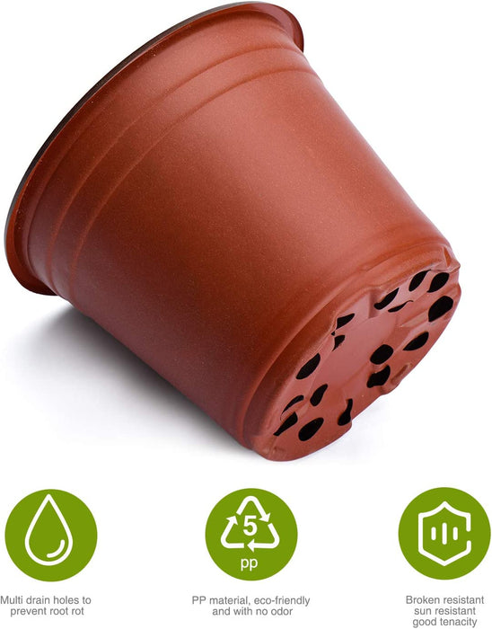 50 Pcs 6 Inch Plants Nursery Pots Reusable Plant Seeding Nursery Pot Waterproof Plastic Pots Seed Starting Pots