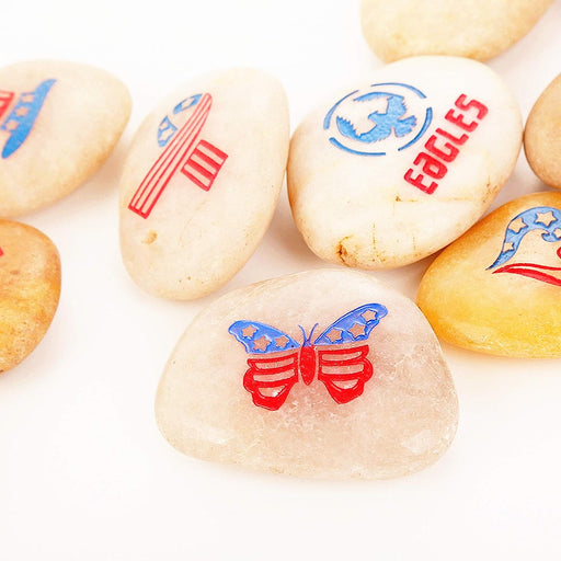 ROCKIMPACT 12-Pack US Patriotic Rocks - American Flag Decor Outdoor - USA Decorations for Home