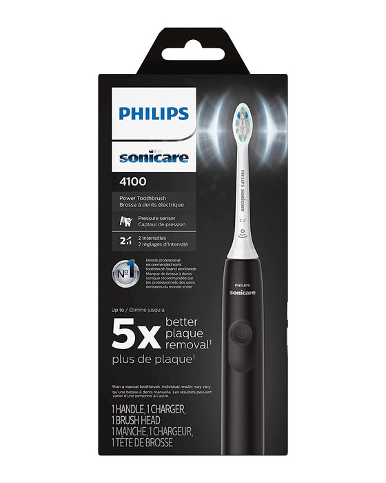 4100 Power Toothbrush, Rechargeable Electric Toothbrush with Pressure Sensor, Black HX3681/24