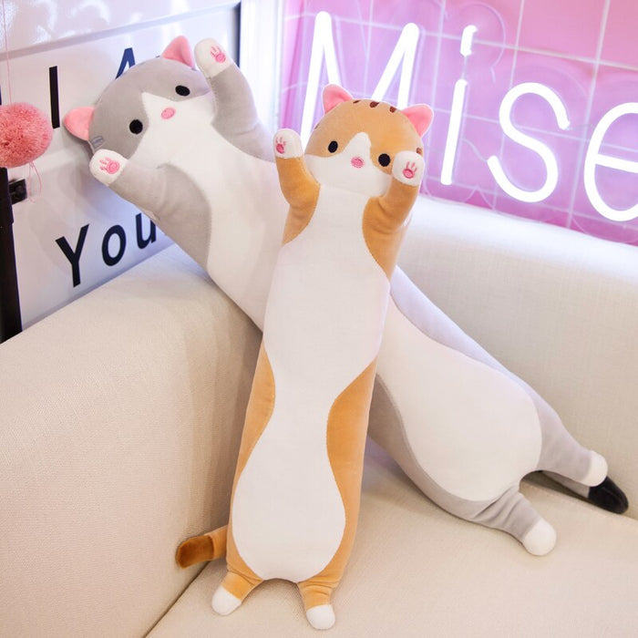 130Cm Cute Soft Long Cat Plush Toys Office Nap Stuffed Animal Pillow Home Comfort Cushion Christmas Gift Doll for Kids Girl
