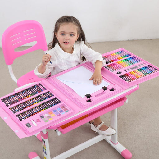 208 PCS Kid Draw Set Colored Pencil Crayon Watercolors Pens with Drawing Board Drawing Set Toy School Supplies Kid Gifts