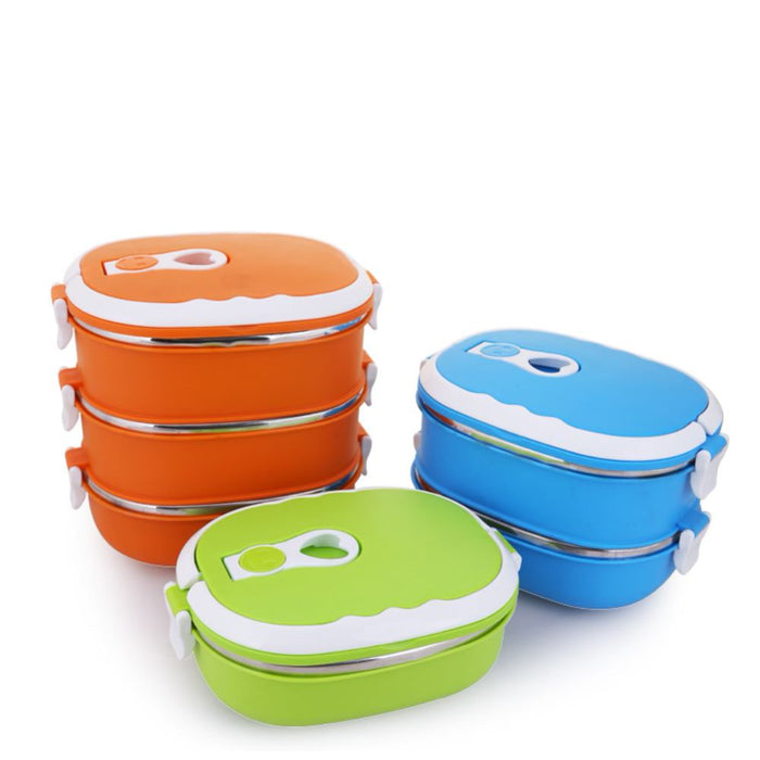 Thermal Lunch Box, 2 Layer Bento Boxes for Student/Adult,  Portable Stainless Steel Food Containers, Leak Proof Microwave Safe