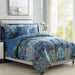 Modern Threads 8 Piece Reversible Bed in a Bag, Deep Blue Damask, Granada, Queen