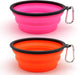 Collapsible Dog Bowl, 2 Pack Collapsible Dog Water Bowls for Cats Dogs, Portable Pet Feeding Watering Dish for Walking Parking Traveling with 2 Carabiners (Small, Orange+Pink)