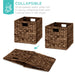 12X12In Hyacinth Baskets, Set of 5 Multipurpose Collapsible Organizers W/ Inserts - Espresso
