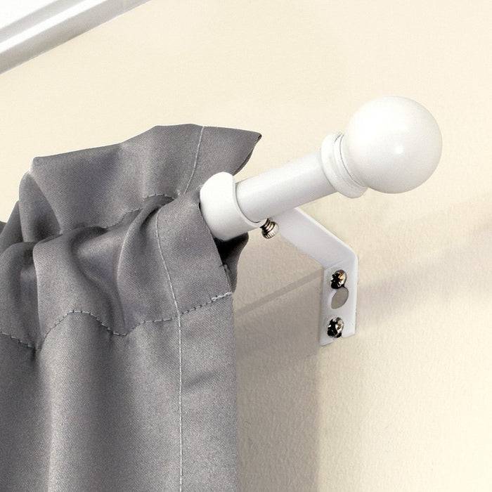 Mainstays 5/8" White Ball Single Curtain Rod, 48-84", White