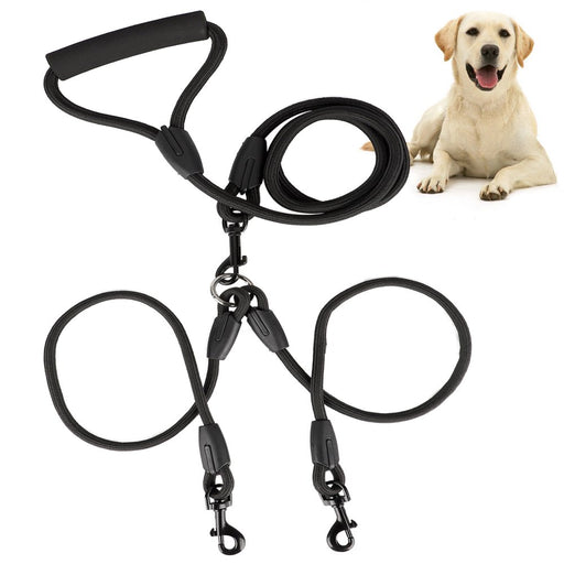 Double Dog Leash, TSV Dual Dog Walking Leash No Tangle 360° Swivel, Shock Absorbing Training Leash with Foam Soft Handle, Heavy Duty Dual Leash for Two Dogs, 70.87In Double-Head Pet Traction Rope