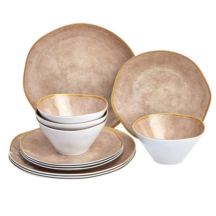 Melamine Dinnerware Set, Service for 4, Traditional Blue and White - Set of 12