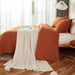 Boho Comforter Full Size Set Burnt Orange, 3 Pieces Bed Solid Terracotta Lightweight Bedding Comforter Set, Rust Fluffy Winter Quilted Blanket Set (79X90In Comforter & 2 Pillowcases)