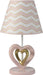 Baby Love Lamp with Shade & Bulb - Pink/Gold/White Heart and Chevron