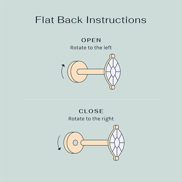 14K Gold Plated Solid 925 Sterling Silver Post Cubic Zirconia Flat Back Earrings for Women | Cartilage Earring | Helix Piercing Jewelry | Small Stud Earrings | Trinity, Pearl, Marquise, Opal