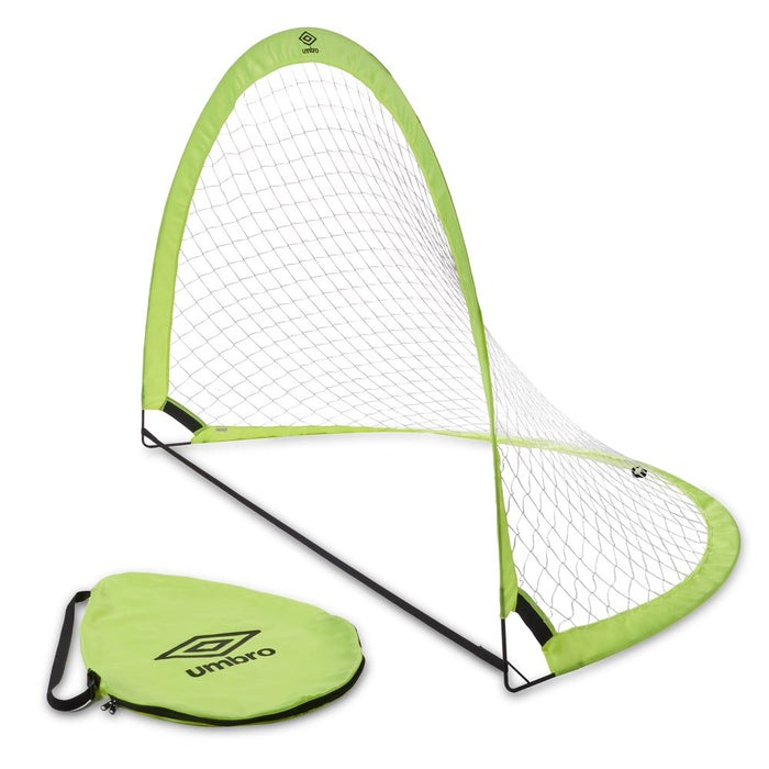Umbro Soccer Goal Nets, Portable Pop-Up Set with Lime Green Zipper Storage Bag