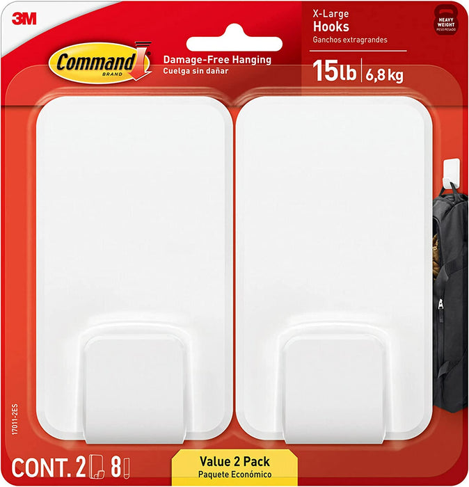 Command Large Refill Adhesive Strips, Damage Free Hanging Wall Adhesive Strips for Large Indoor Wall Hooks, No Tools Removable Adhesive Strips for Living Spaces, 20 White Command Strips