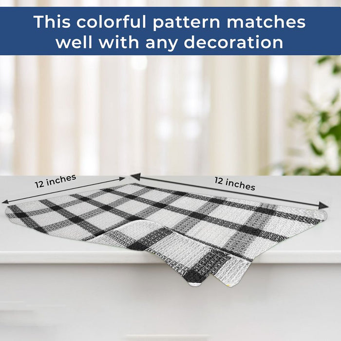 Set of 24 Brown Checkered Pattern Kitchen Towels Dish Cloths 100% Cotton 12X12"