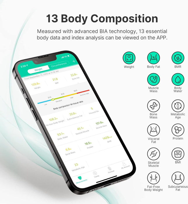 Smart Scale for Body Weight, Digital Bathroom Scale BMI Body Fat Scale Bluetooth Weighting Health Monitor, Accurate Body Composition Analyzer, 400Lb, White