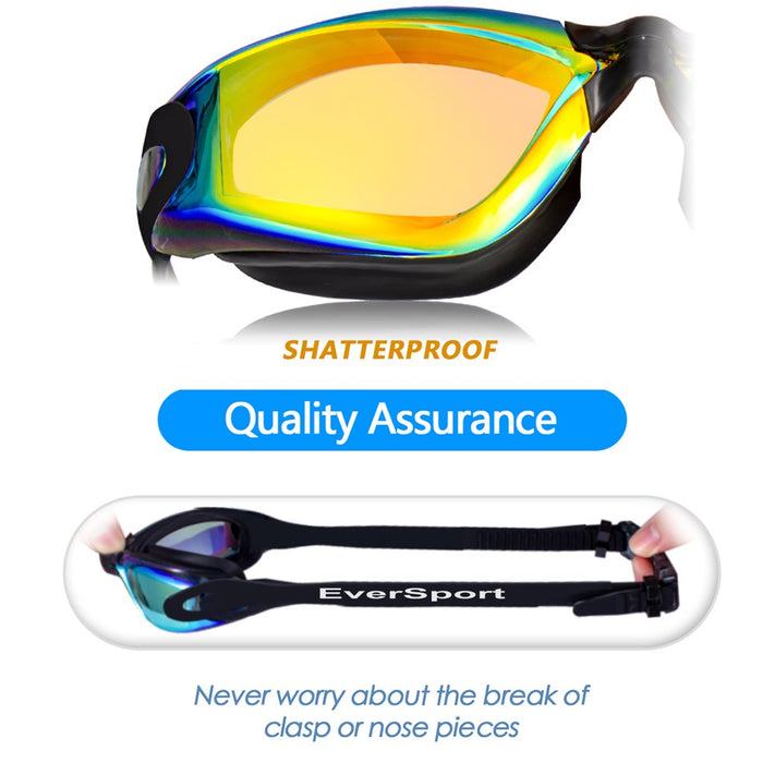 2Pack Swimming Goggles for Adult Comfortable Daily Swim Glasses with Mirrored Anti-Fog Lens No Leak Water