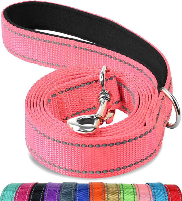 Double-Sided Reflective Dog Leash, 6 FT/5FT/4 FT, Padded Handle Nylon Dogs Leashes for Walking, Training Lead for Small & Medium Dogs, Gray, 5FT