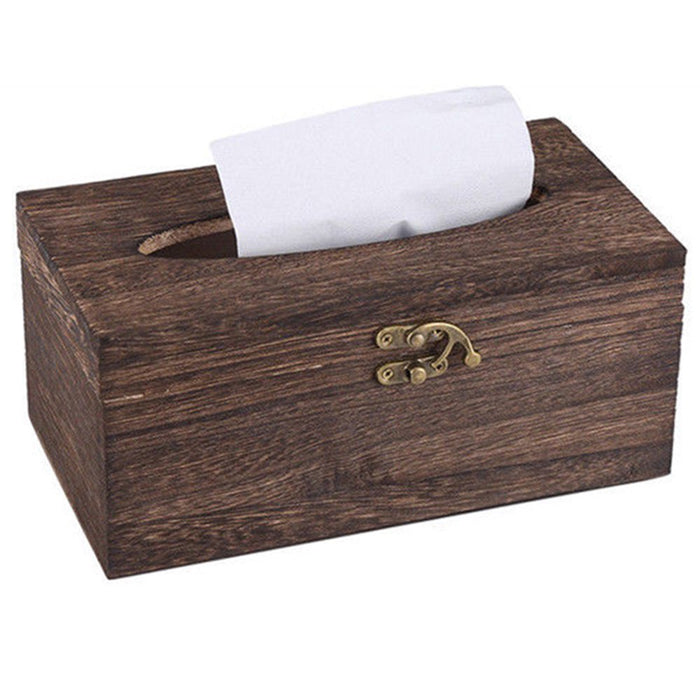 Square Bamboo Wood Facial Tissue Paper Box Cover Holder for Bathroom Vanity Counter Tops, Bedroom Dressers, Night Stands, Home Office Desks, Tables - Espresso Brown