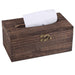 Square Bamboo Wood Facial Tissue Paper Box Cover Holder for Bathroom Vanity Counter Tops, Bedroom Dressers, Night Stands, Home Office Desks, Tables - Espresso Brown
