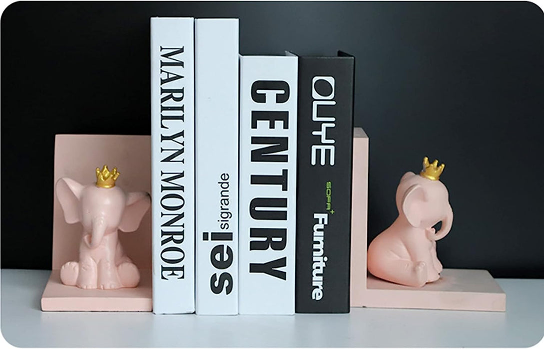 Resin Bookends Pink Elephant Nursery Baby Girl Room Kids Children Room Decorative Bookends - 1 Pair